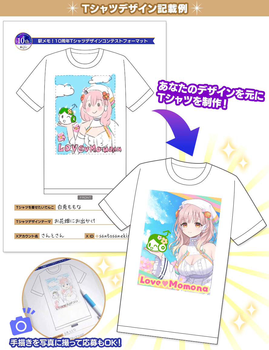 Tシャツデザイン記載例