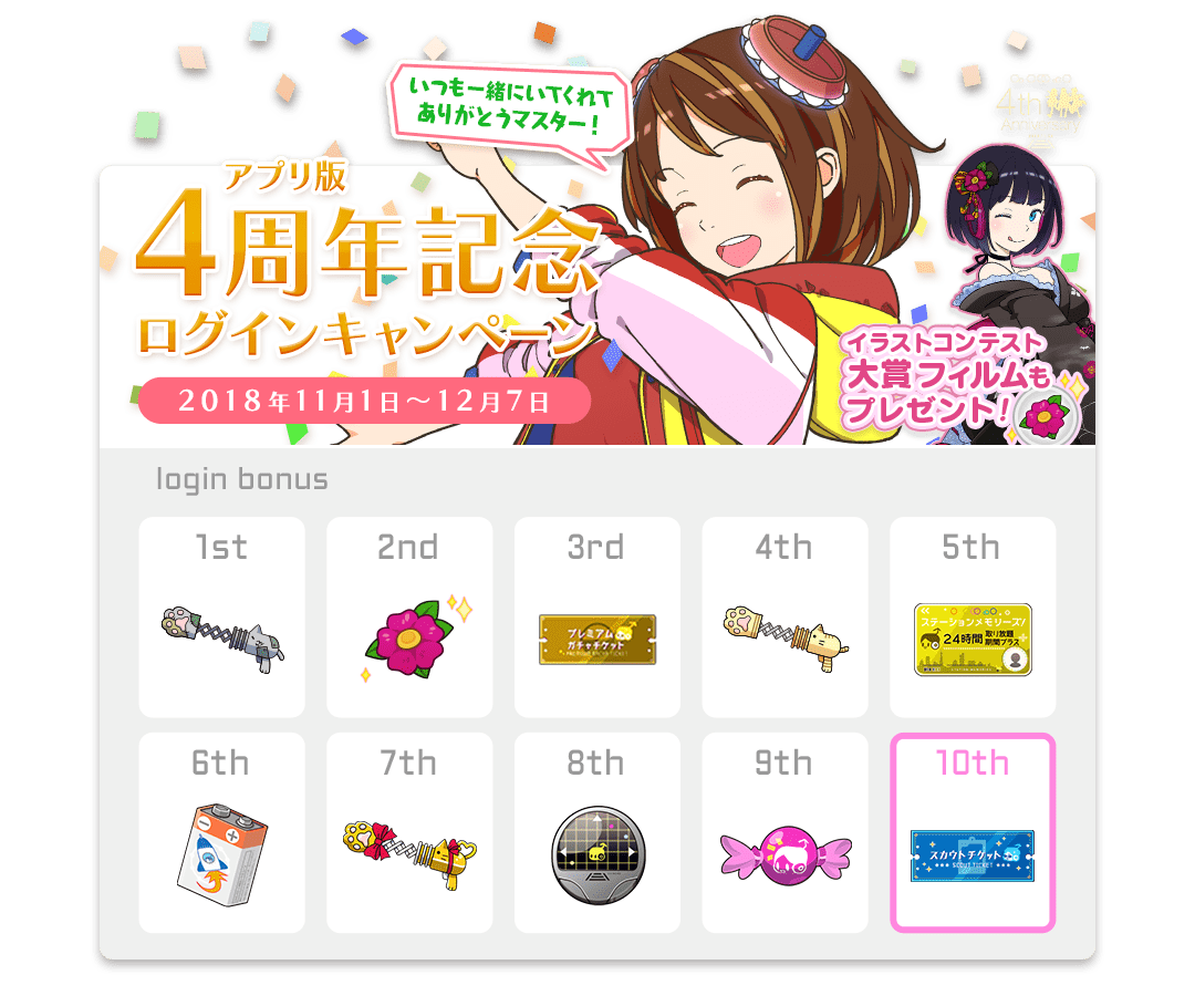 アプリ版4周年記念!ログインキャンペーン